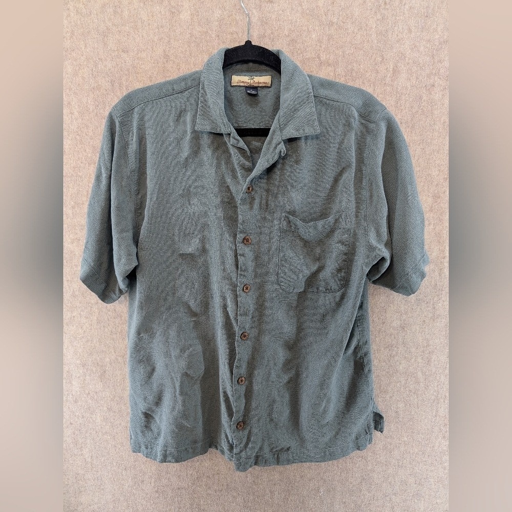 Tommy Bahama Casual Button-Down Silk Hawaiian Shirt, Size Small, Moss Green